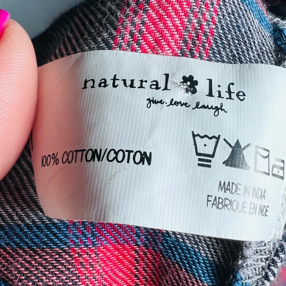 NATURAL LIFE Pink and Gray Plaid dress M - Picture 5 of 9